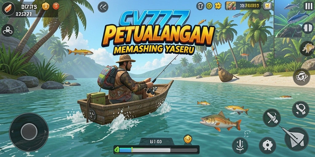 Screenshot utama CV777 menampilkan aksi memancing yang mendebarkan.