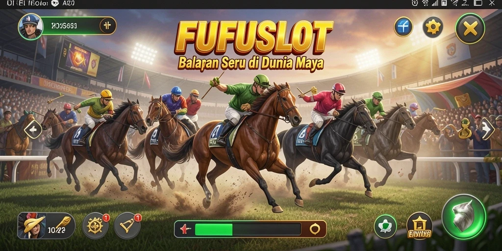 Screenshot gameplay FUFUSLOT dengan balapan yang menegangkan.