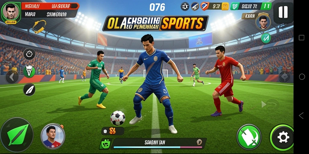 Screenshot MPO76 menunjukkan aksi seru dalam permainan olahraga.