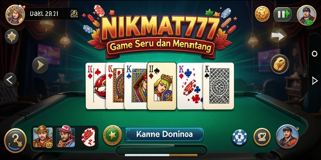 Tampilan gameplay seru NIKMAT777 dengan strategi Domino.