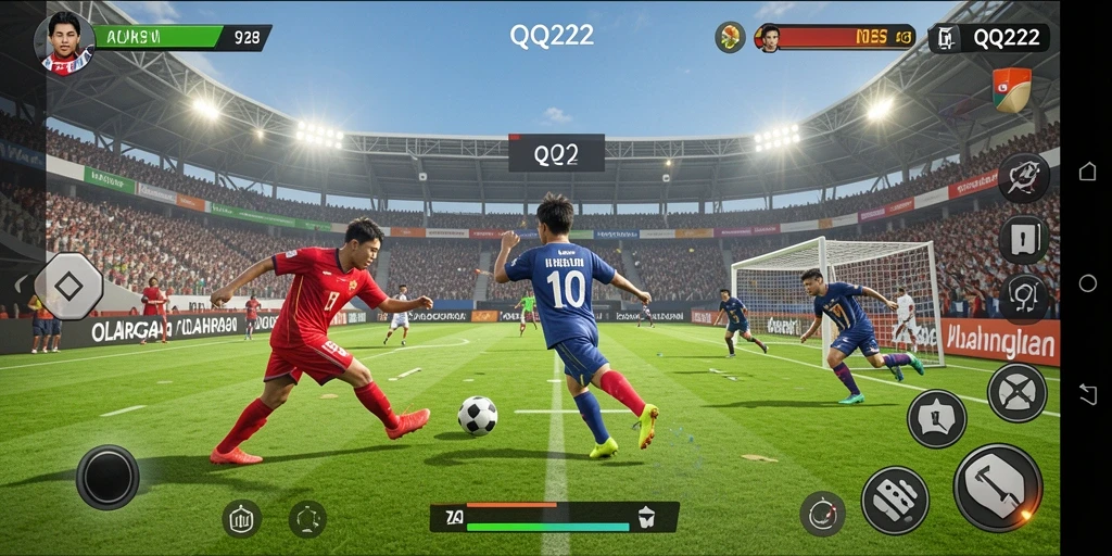 Tampilan dinamis dari gameplay olahraga di QQ222.